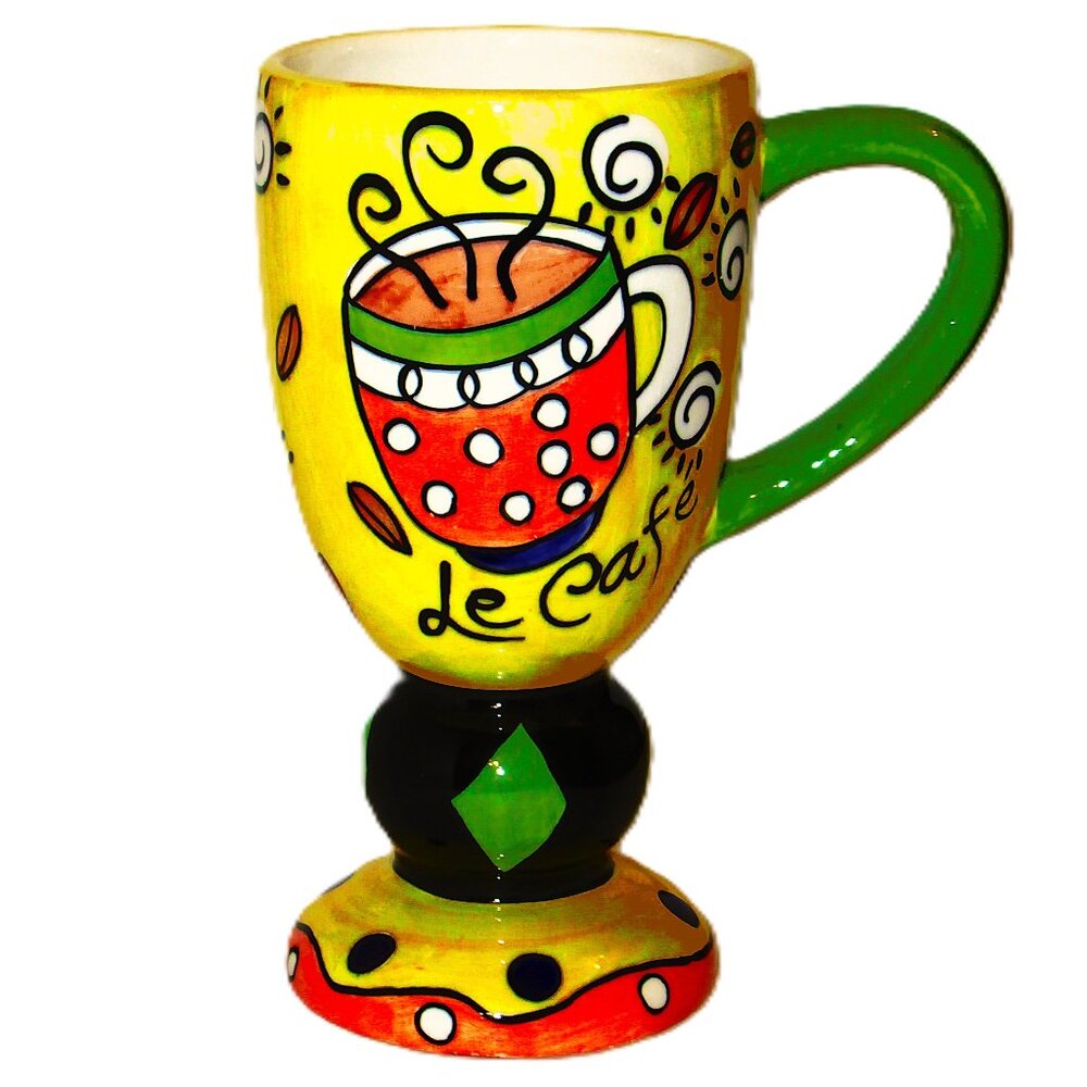 Vtg Le Cafe Pedestal Coffee/Latte tal Mug,Personalize Desk Mug